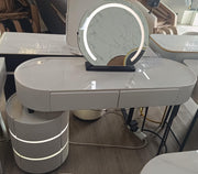 Vanity Table Set with LED Mirror, Storage Drawers, and Chair-GCC Home Center